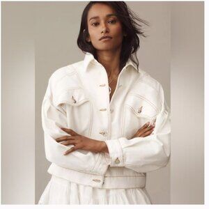 Farm Rio Mini Bomber Jacket Off White - Sz M  NWT